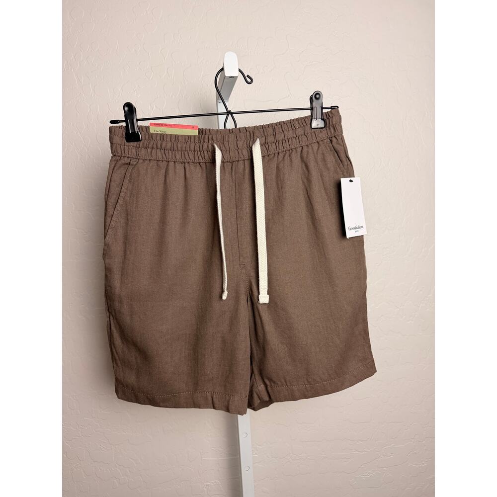 NWT Goodfellow & Co Men’s Brown Linen Blend Pull On Shorts XS Casual